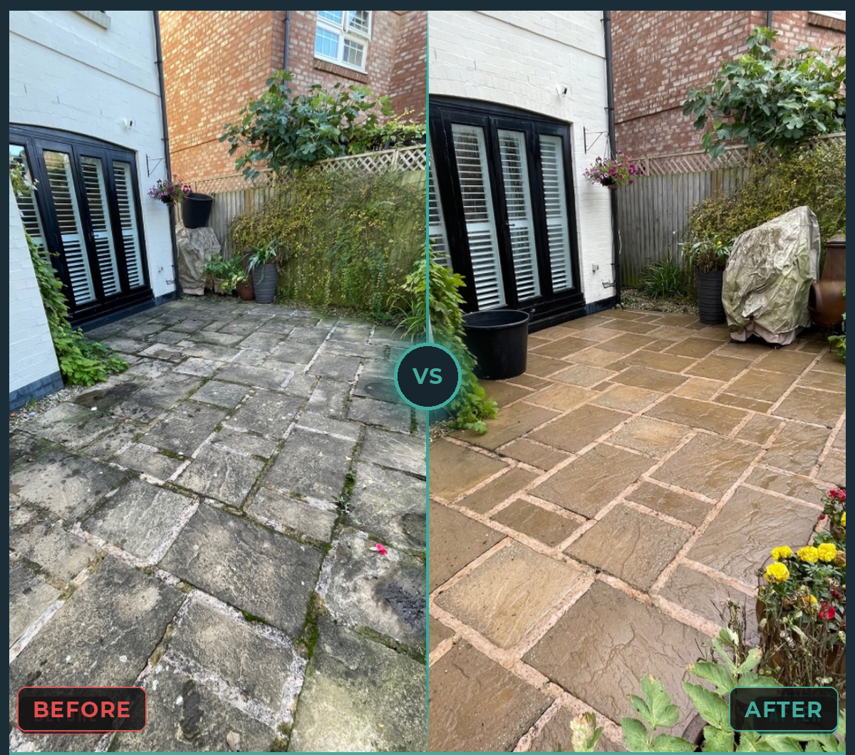 Patio Cleaning before and after